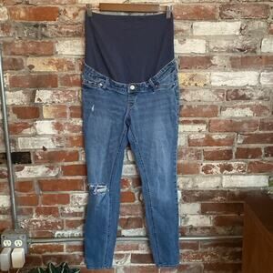 & Denim Mama Maternity Ripped Skinny Ankle Length Jeans Size S